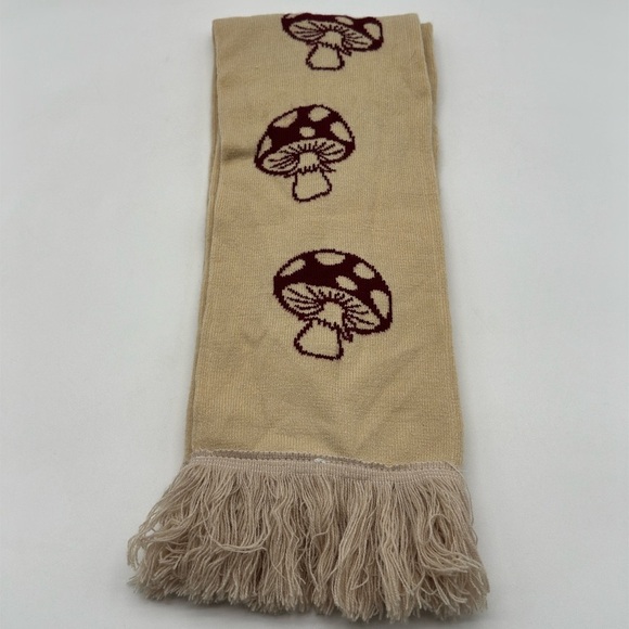 Brown - Mushroom Pattern Knit Scarf 7” Wide X 64” Long - Picture 1 of 4